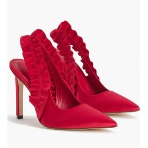 Good American▪️The Show Off Slingback Pump in Satin Red